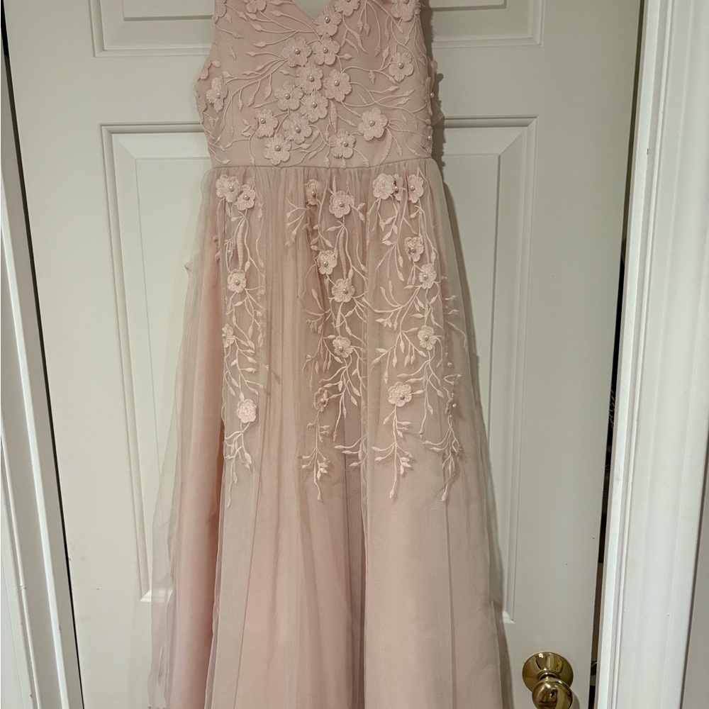 Blush floral flower girl dress